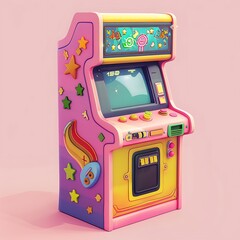 Retro Arcade Game Machine with Colorful Design