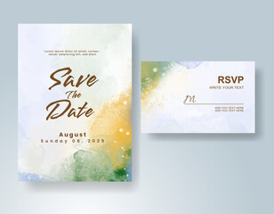 Wedding invitation with abstract watercolor background
