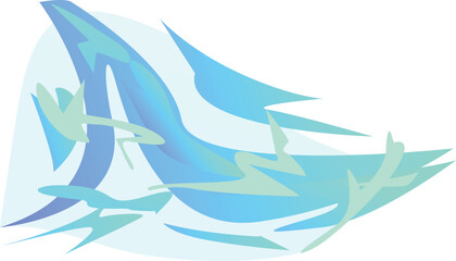 Abstract blue and green shape flowing on a white background