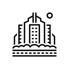 Obraz premium Black line icon for city