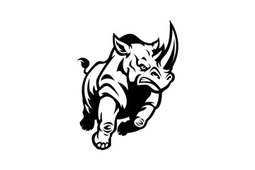Fototapeta premium black and white rhino mascot illustration logo