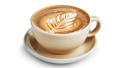 Cup of latte isolated on white background