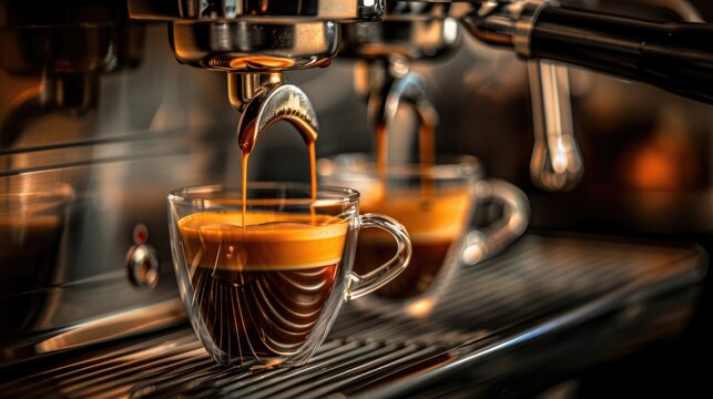 Coffee machine pouring coffee