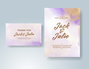 Wedding invitation with abstract watercolor background