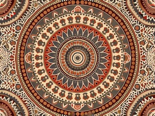Obraz premium Seamless Floral Mandala Pattern with Colorful Geometric Circles