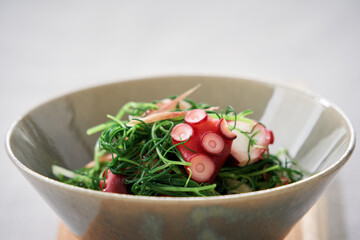 おかひじきとタコの酢の物