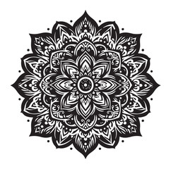 Elegant Black Mandala Vector Illustration on White Background
