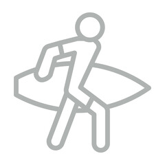 surfing Vector Line Grey Icon Design