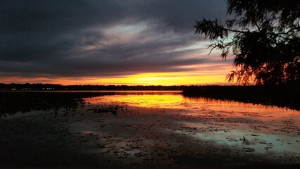 sunset over the river