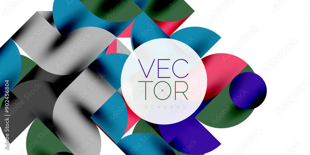 Poster tech minimal circular shapes geometric art. vector modern circles