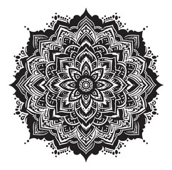 Elegant Black Mandala Vector Illustration on White Background
