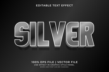 3D Silver Text effect editable vector