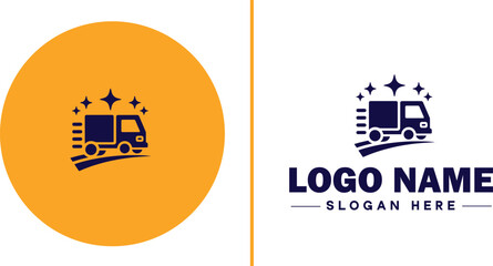 Fototapeta premium Delivery service icon Courier service Transport service Delivery company flat logo sign symbol editable vector