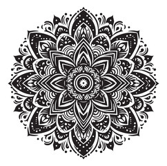 Elegant Black Mandala Vector Illustration on White Background
