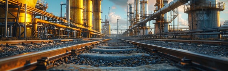 Fototapeta premium Expansive Power Substation in Realistic Kodachrome Style