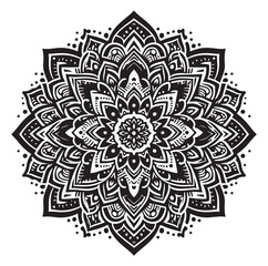 Elegant Black Mandala Vector Illustration on White Background
