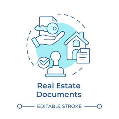Real estate documents soft blue concept icon. Property rights, notarization ownership. Round shape line illustration. Abstract idea. Graphic design. Easy to use in infographic, presentation