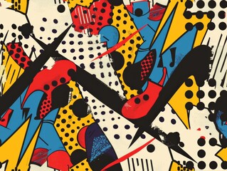 Colorful vector house and arrow pop art seamless pattern for trendy wallpaper decoration