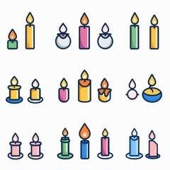 Candle icon, paraffin decoration, flat minimal candlelight symbol, relax aroma candle decoration