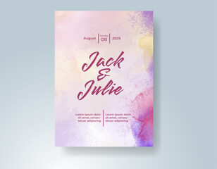 Wedding invitation with abstract watercolor background