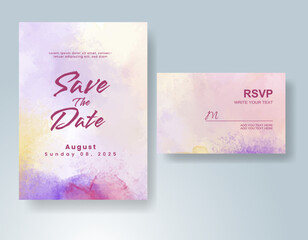 Wedding invitation with abstract watercolor background