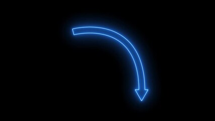 business graph chart arrow icon neon glowing royal blue color animation on black background. - Powered by Adobe