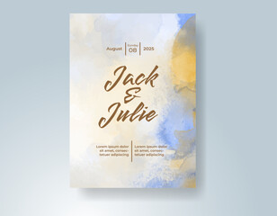 Wedding invitation with abstract watercolor background