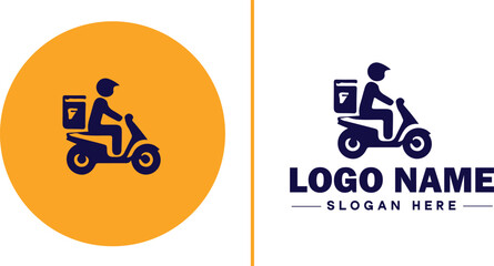 Delivery service icon Courier service Transport service Delivery company flat logo sign symbol editable vector