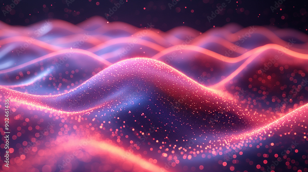 Poster immersive 3d background with abstract music elements and flowing rhythms, ideal for enhancing music 