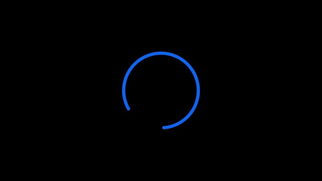 Abstract neon bright circle frame loading ber royal blue color animation on black background. 