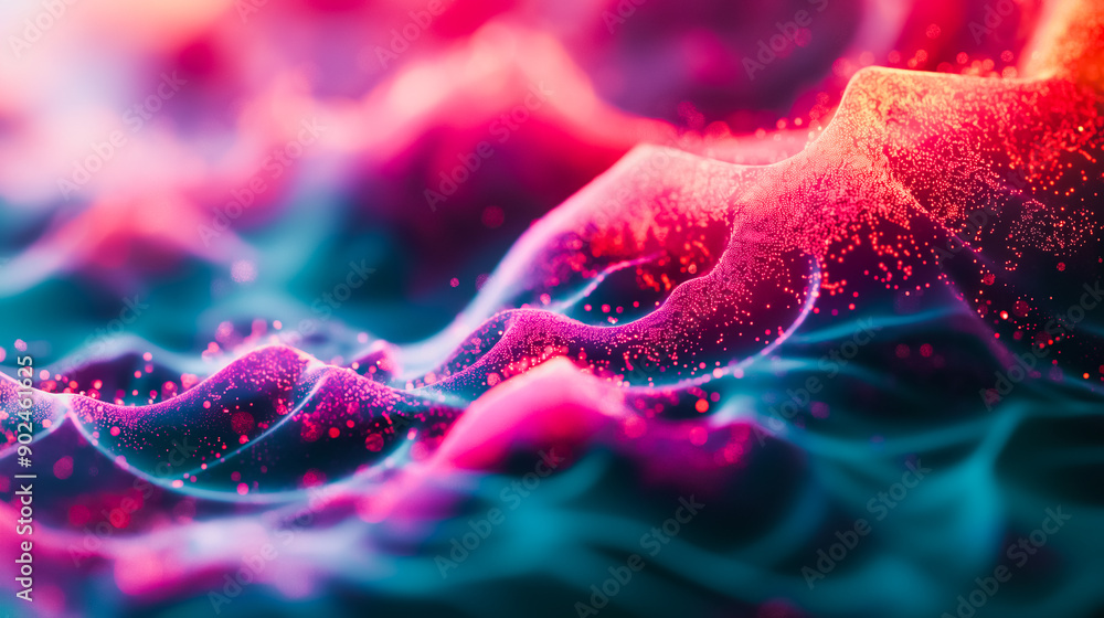 Poster high-definition 3d abstract background showcasing complex structures and gradient hues, suitable for