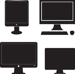 Computer Monitor Outline Silhouette Graphics Collection