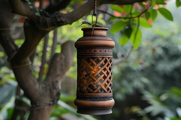 a lantern from a tree.