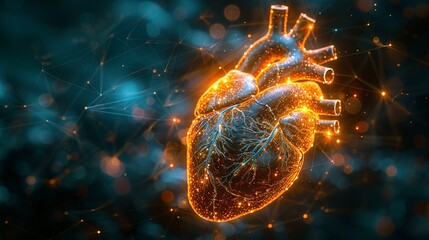 Abstract Heart Shape Made of Interconnected Lights and Circuits