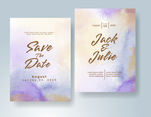 Wedding invitation with abstract watercolor background