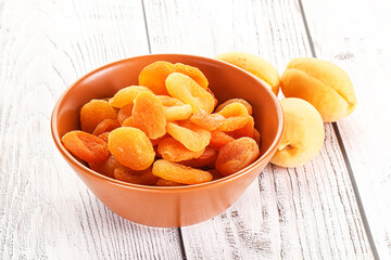 Dried apricot heap in the bowl