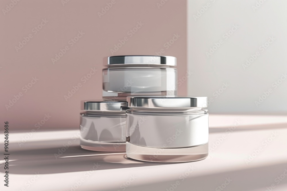 Aufkleber A pair of jars sitting on a table with nothing else in the scene