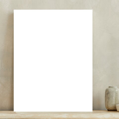 Paper Mockup Againts Wall on Marble Desk