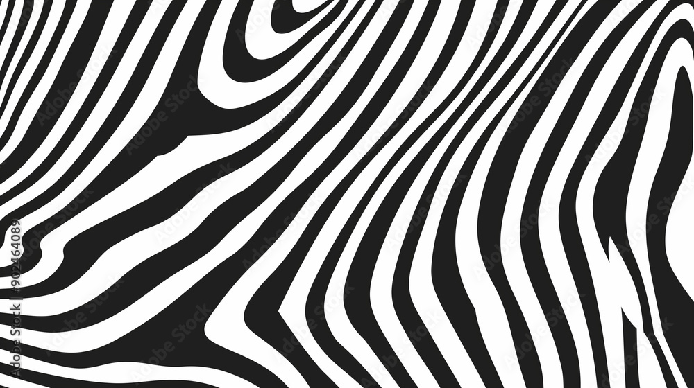 Poster a series of abstract, wavy, and curvy lines. these lines vary in thickness and spacing, creating a r