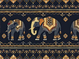 A illustration of elephants, showcasing their majestic nature and symbolizing wildlife and art from India