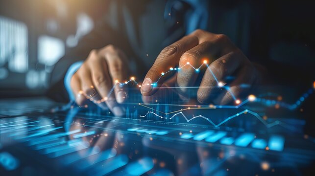 Healthcare Business Growth Graph and Data Analysis with Doctor Reviewing Medical Reports on Smartphone, Network Connection Concept
