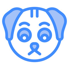 Fototapeta premium Vector Icon Worry, Dog, Animal, Wildlife, Dog Emoji
