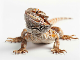 Obraz premium Charming Studio Shot of a Bearded Dragon, Unique Pet Portrait on White Background