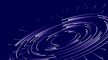 Abstract vortex, circular swirl lines. Star trails around in the night sky.
