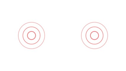 radio waves red color 4k illustration . network tower produced radio wave concept on white background.