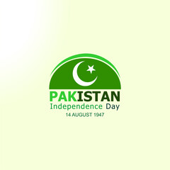 Independence Day of Pakistan. 14 August 1947. Pakistan Day with moon and star. Happy holiday in Green Pakistan Day