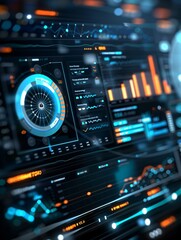 Obraz premium High-tech background featuring an analytics dashboard, indicating brand awareness techniques