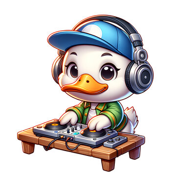 recommend clip art: Cartoon illustration (PNG 300 dpi), Duck is a DJ now !