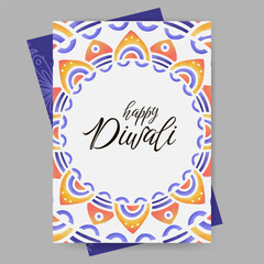 Happy diwali, deepavali, dipavali festival of lights. Simple design set diya lights, mandala for greeting card, flyer, poster, or cover