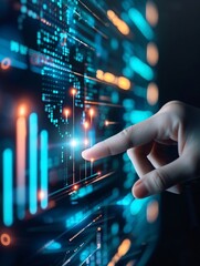 High-tech digital background with glowing analytics dashboard, promoting brand loyalty